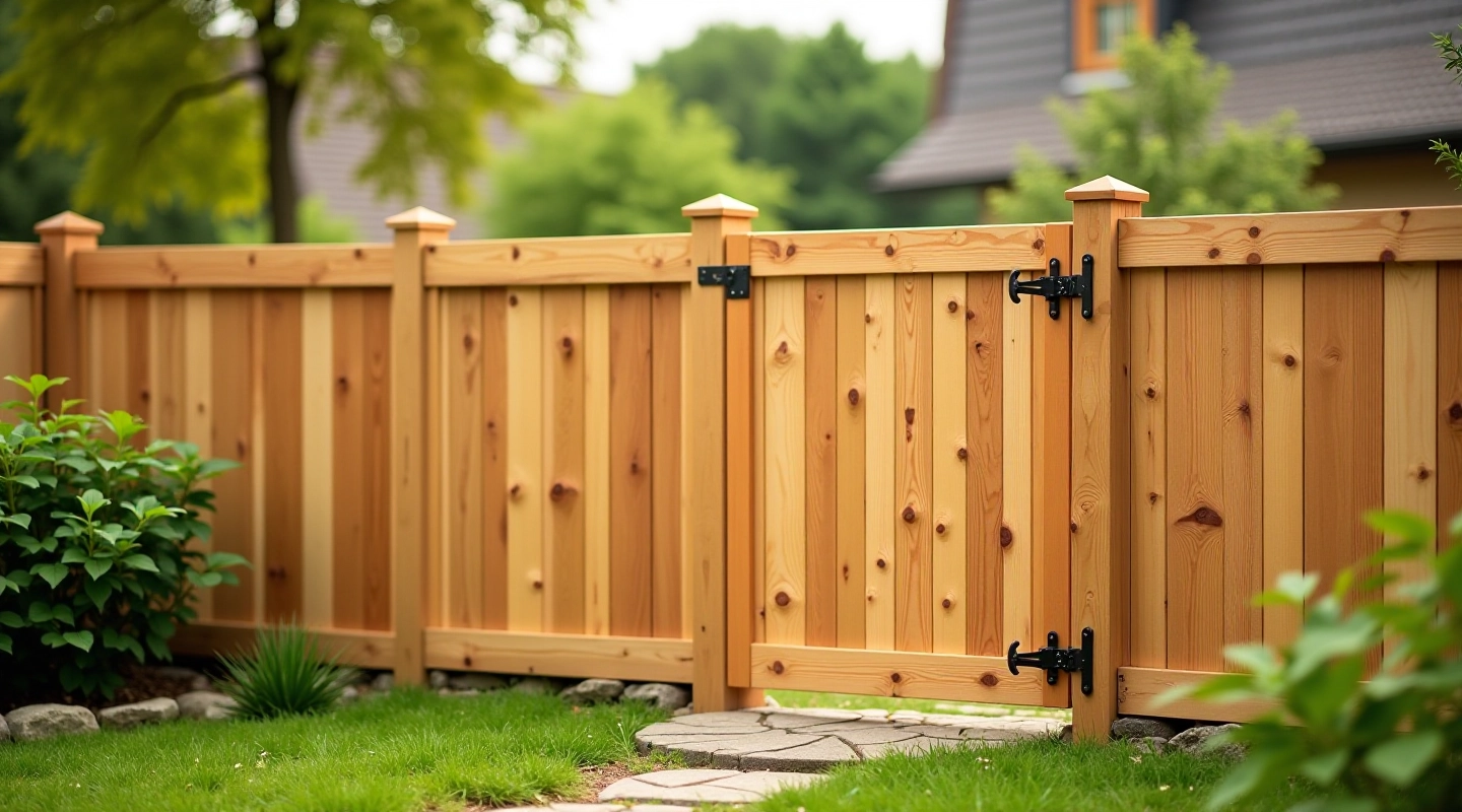 Beautiful wooden fence and garden gate installation in Jūrmala